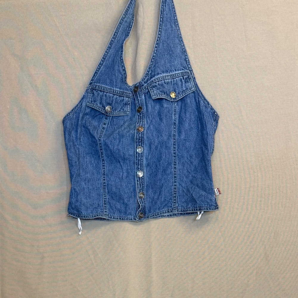 Route 66 Blue Denim Halter Top